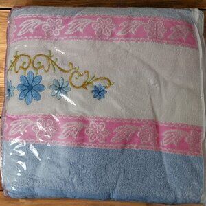 Terry Cotton Twin Throw Blanket Jacquard Bedspread 160 x 220cm (63 x 86.6 in)